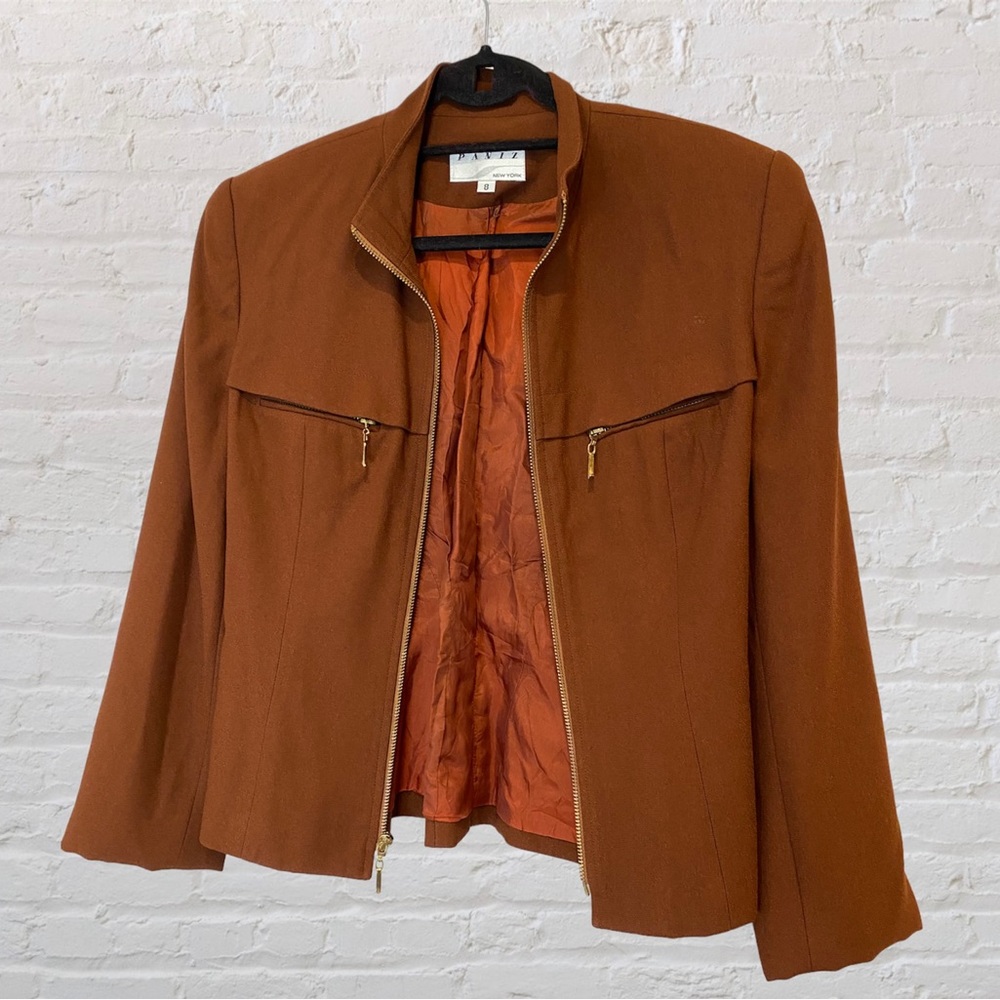 VTG Brown Fitted Zip-Up Blazer Jacket